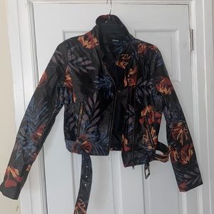 Printed faux leather jacket